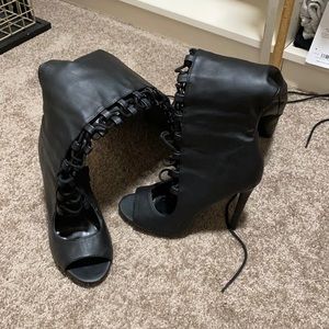 Thigh high black boots